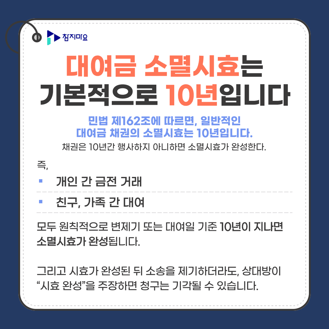 대여금소멸시효 10년