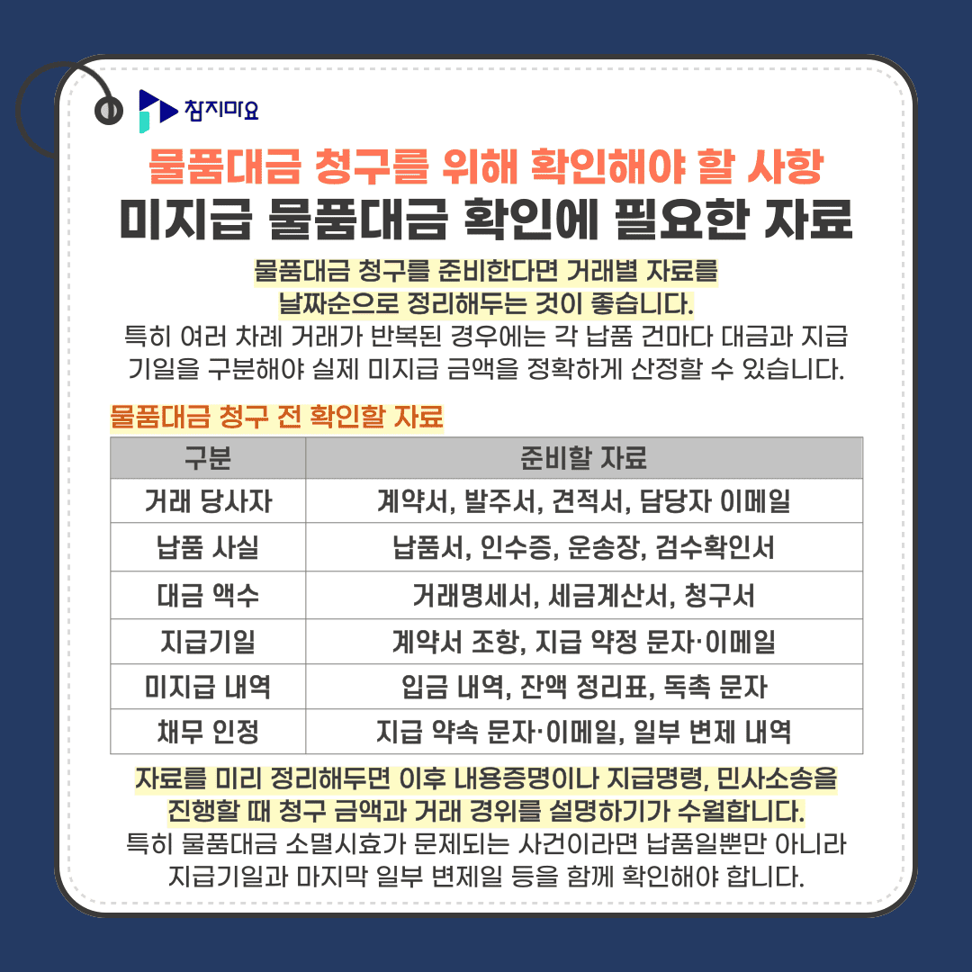 물품대금청구