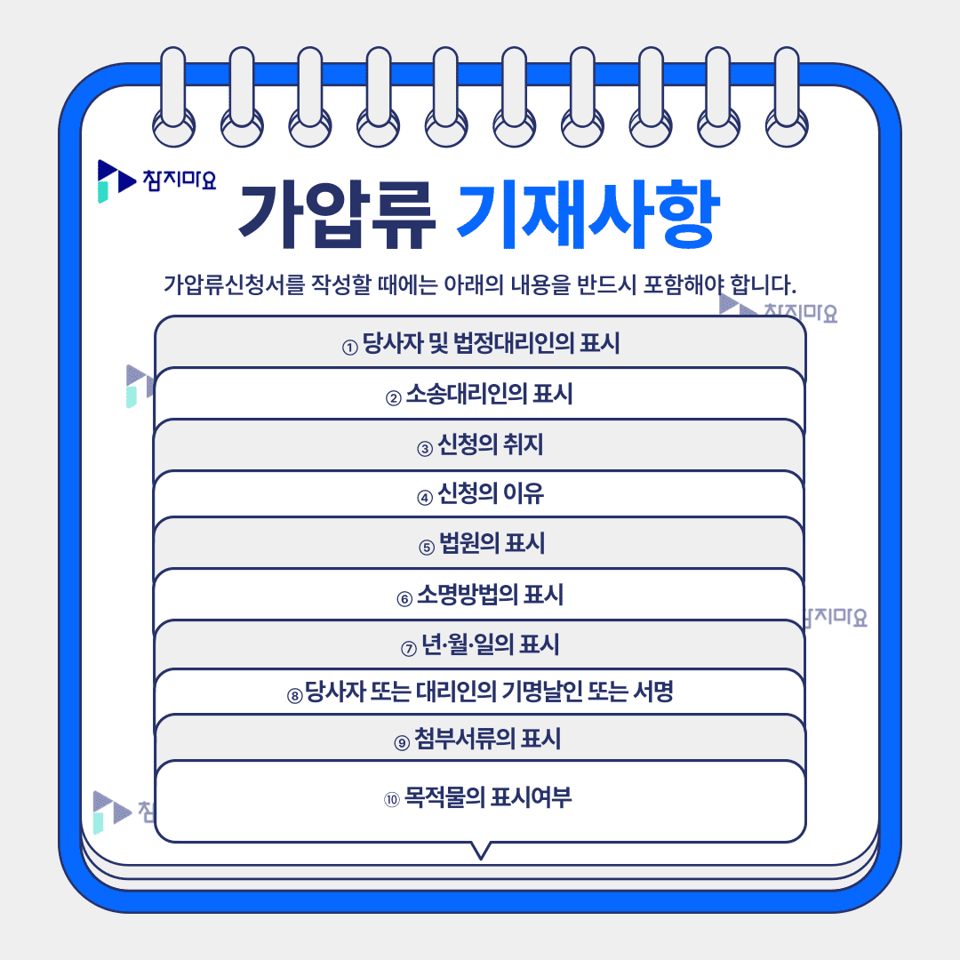 가압류 신청 기재사항