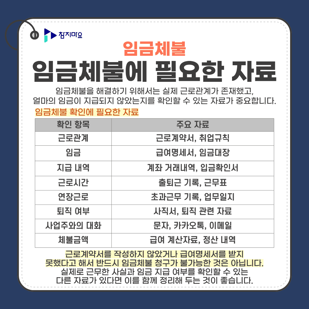임금체불증거자료