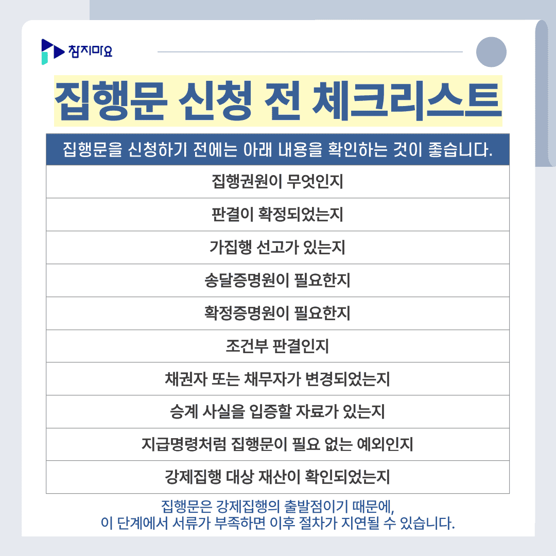 집행문 체크리스트