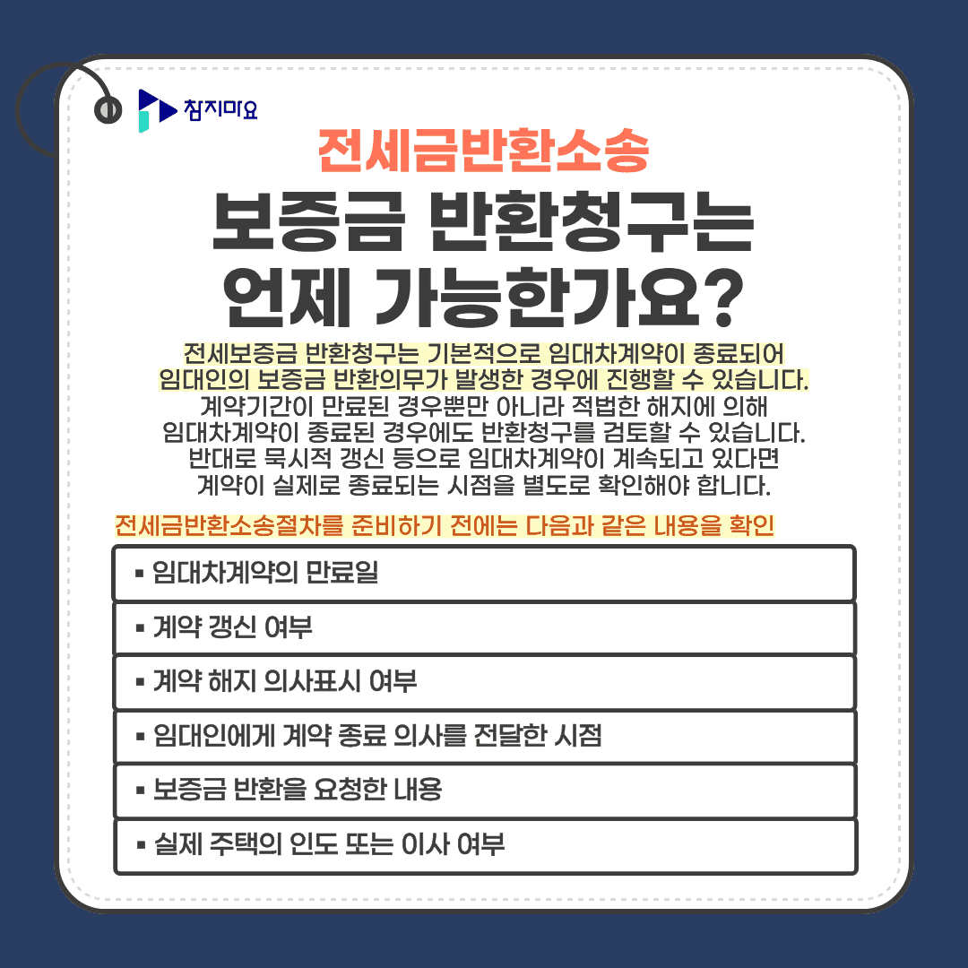 전세보증금 반환청구 요건