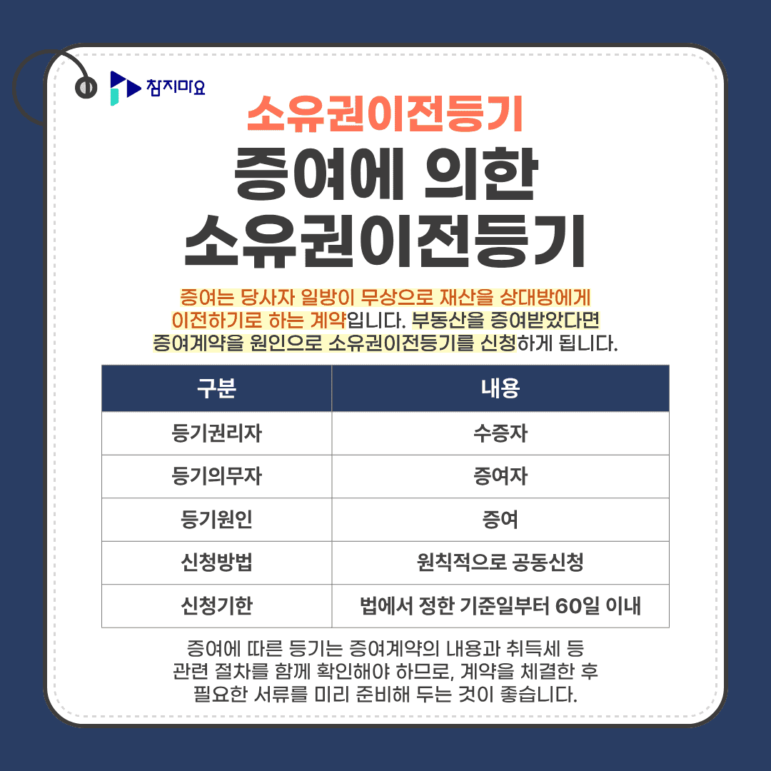 증여 소유권이전등기